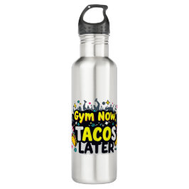 Funny Water Bottle – Fitness & Foodie Quote Design Waterfles