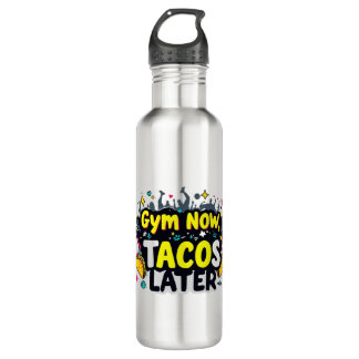 Funny Water Bottle – Fitness & Foodie Quote Design Waterfles