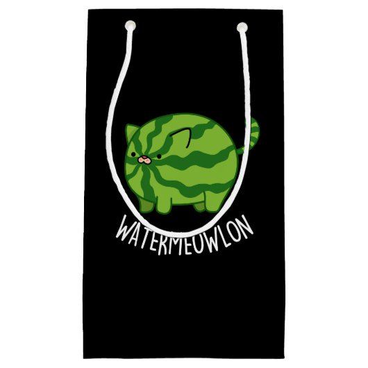 Funny Watermeloen Kat Pun Dark BG Klein Cadeauzakje (Voorkant)