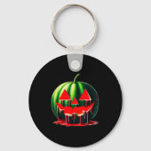 Funny Watermelon Jack O Lantern Soky Dripng Fruit Sleutelhanger (Voorkant)