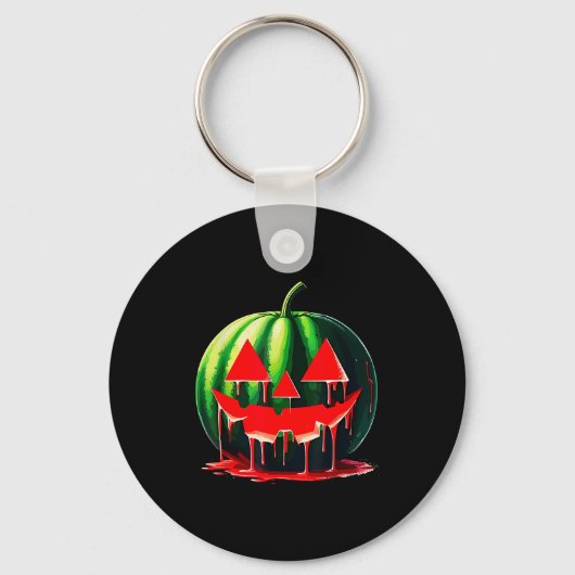 Funny Watermelon Jack O Lantern Soky Dripng Fruit Sleutelhanger (Voorkant)