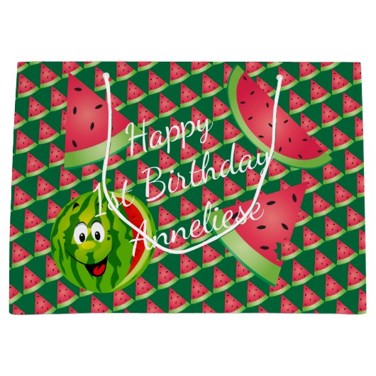 Funny Watermelon Kind Verjaardag Large Cadeautasje (Voorkant)