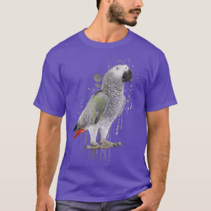 Funny Waterverf Afrikaanse grijze papegaai T-shirt