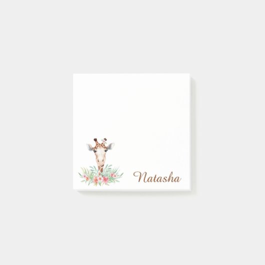 Funny Waterverf Giraffe Waterverf Floral Post-it® Notes (Voorkant)