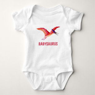 Funny Waterverf Pink Pterosaur gepersonaliseerd Romper