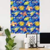 Funny waterverf vis poster (Thuiskantoor)