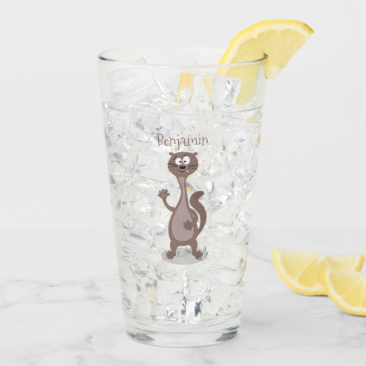 Funny weasel cartoon glas (Achterkant ijs)