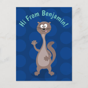 Funny weasel cartoon illustratie gezegde hallo briefkaart