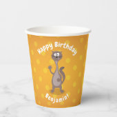 Funny weasel waving cartoon illustratie papieren bekers (Voorkant)