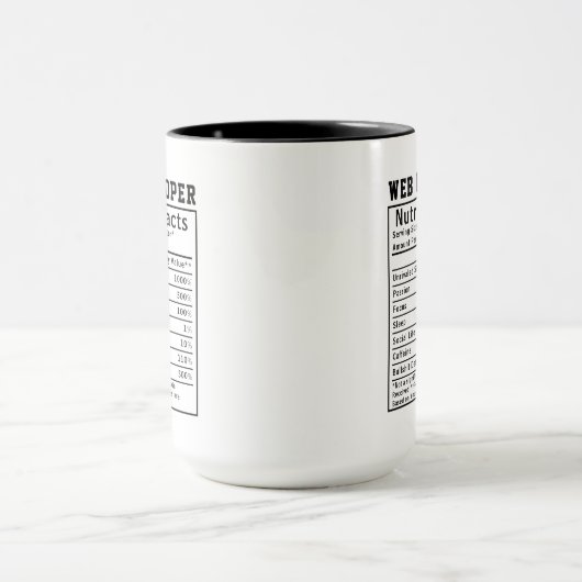 Funny Web Developer Nutrition Facts Coding Life  Mok (Midden)