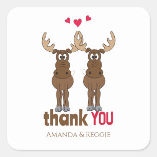 Funny Wedding Cute Humor Dank je wel Fun Moose Vierkante Sticker