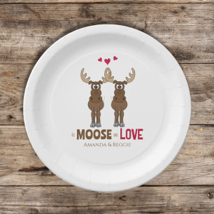 Funny Wedding Cute Humor Whimsical Moose Party Papieren Bordje