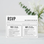 Funny Wedding Response RSVP Enclosure Card (Staand voorkant)