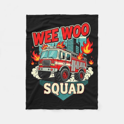 Funny Wee Woo Squad Fire Department Firefighter Fi Fleece Deken (Voorkant)