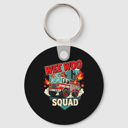 Funny Wee Woo Squad Fire Department Firefighter Fi Sleutelhanger (Voorkant)