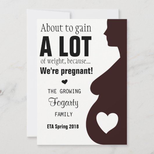 Funny Weight Gain Pregnancy Announge Aankondiging (Voorkant)