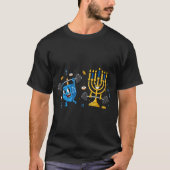 Funny Weightlifting Gym Dreidel Menorah Hanukkah W T-shirt (Voorkant)