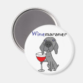 Funny Weimaraner Dog Drink rode wijn Magneet (Voorkant / Achterkant)