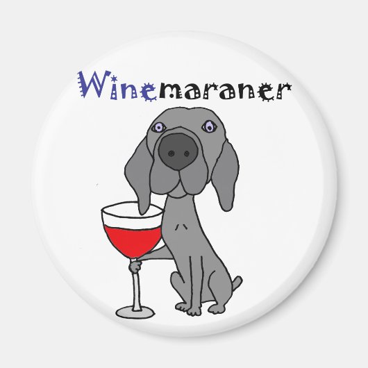 Funny Weimaraner Dog Drink rode wijn Magneet (Voorkant)