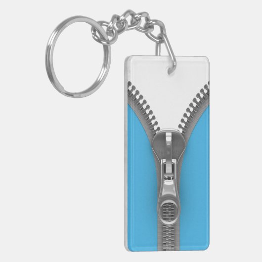 Funny Weird Realistic Blue Zipper Sleutelhanger (Voorkant Links)