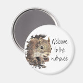 Funny, Welkom in de Nuthouse, Squirrel, Animal Magneet (Voorkant / Achterkant)