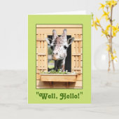 Funny Well Bonjour Giraffe Carte de voeux (Fleur jaune)