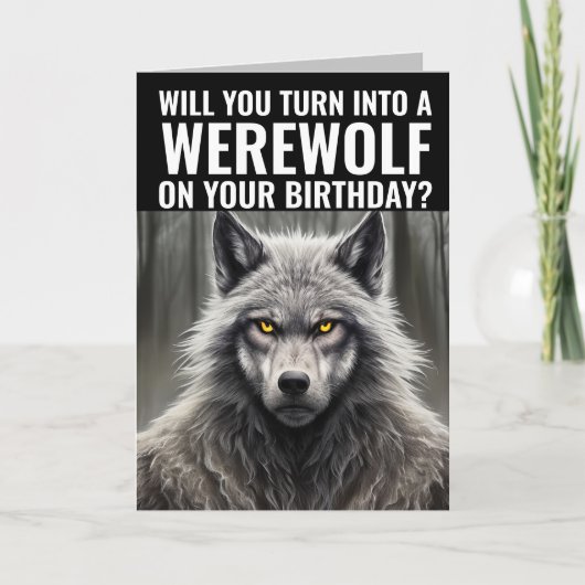 FUNNY WEREWOLF CARTE D'ACCUEIL D'ANNIVERSAIRE (Devant)