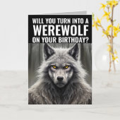 FUNNY WEREWOLF CARTE D'ACCUEIL D'ANNIVERSAIRE (Fleur jaune)