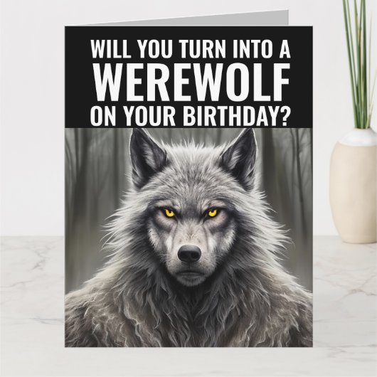 FUNNY WEREWOLF CARTE D'ACCUEIL D'ANNIVERSAIRE (Devant)