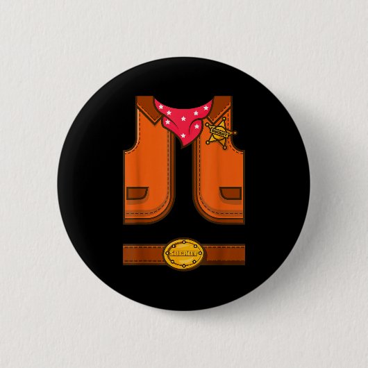 Funny Western Sheriff Halloween Cowboy Vest Simple Ronde Button 5,7 Cm (Voorkant)