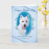 Funny Westie carte de fête des mères (Fleur jaune)