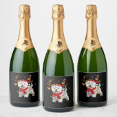 Funny Westie-kerstfeest T-shirt Reindekerst Ligh Sparkling Wijnetiket (Flessen)