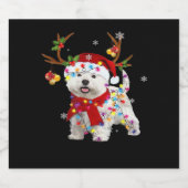 Funny Westie-kerstfeest T-shirt Reindekerst Ligh Sparkling Wijnetiket (Enkel label)