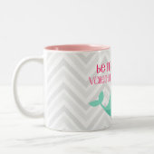 Funny Whale met Mustache Be Mine Valentijn Custom Tweekleurige Koffiemok (Links)