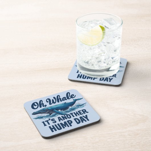Funny Whale Pun "Oh Whale" Hump Day Design Bier Onderzetter (Rechterzijde)