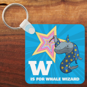 Funny Whale Wizard Alphabet Parodie Cartoon Sleutelhanger