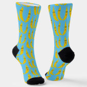 Funny Whimsical Bananas Pattern Fun Fruity Facing Sokken (Gebogen)