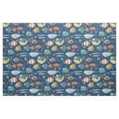Funny Whimsical Ocean Zee Fish Blue Pattern Stof (Fat Quarter)