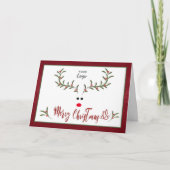 Funny whimsy holly reinder Red company logo Holid Feestdagen Kaart (Voorkant)