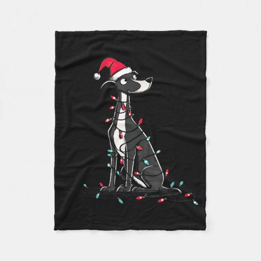 Funny Whippet Christmas Graphics Dog Lights Lover Fleece Deken (Voorkant)