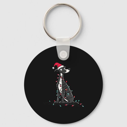 Funny Whippet Christmas Graphics Dog Lights Lover Sleutelhanger (Voorkant)