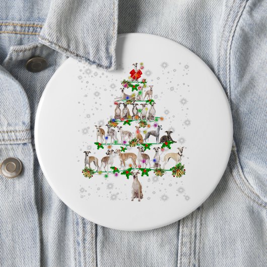 Funny Whippet Dog kerstboomversier Ronde Button 6,0 Cm (In situ)