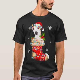 Funny Whippet in Socks-kerstHondenliefhebbers-prog T-shirt