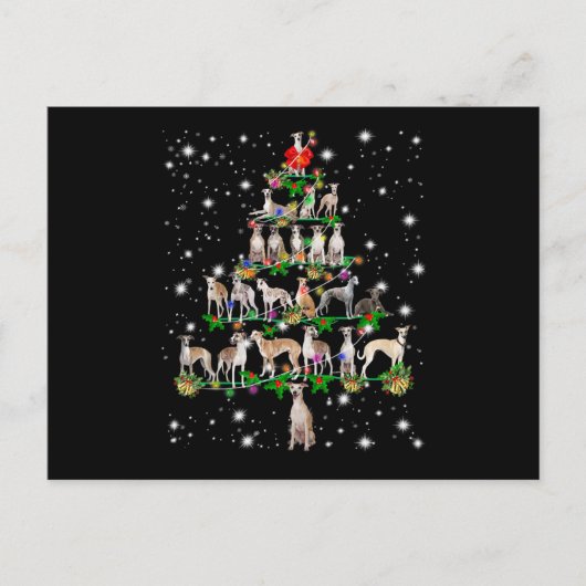 Funny Whippet kerstboomgeschenk Briefkaart (Voorkant)
