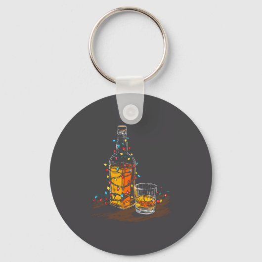 Funny Whiskey Christmas Graphics Lights Lover Long Sleutelhanger (Voorkant)