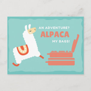 Funny White Alpaca Travel Briefkaart