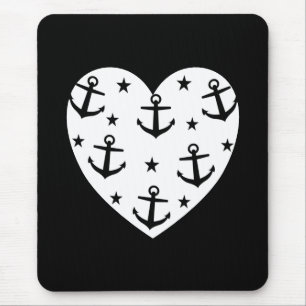 Funny White Anchors Heart Muismat