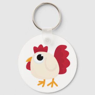 Funny White Chicken Sleutelhanger