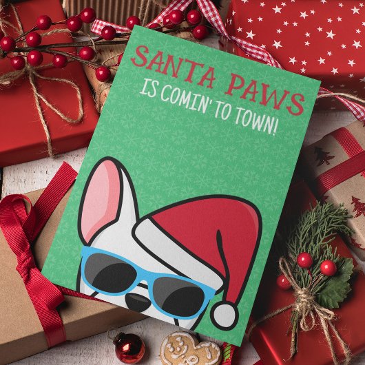 Funny White French Bulldog Santa Paws Kerstmis Kaart