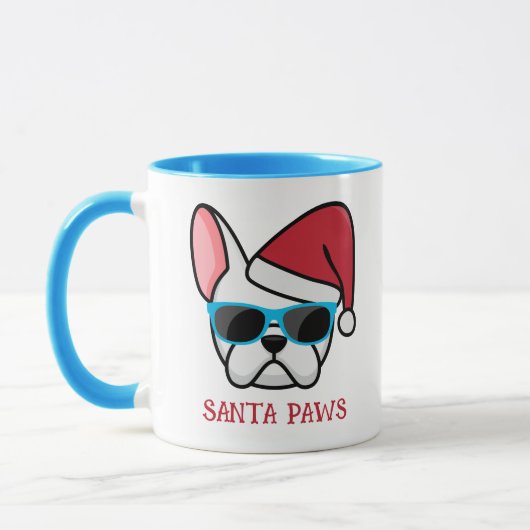 Funny White Frenchie Santa Paws Kerstmis Mok (Links)